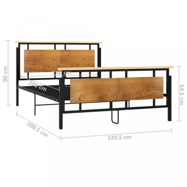 Posteľ kov / masívny dub / MDF Dekorhome 100 x 200 cm