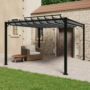 Pergola s lamelovou strechou 3 x 3 m hliník / látka Dekorhome Krémová