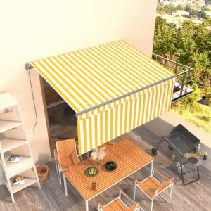 Ručne zaťahovacia markíza s roletou 400x300 cm Dekorhome Bílá / modrá