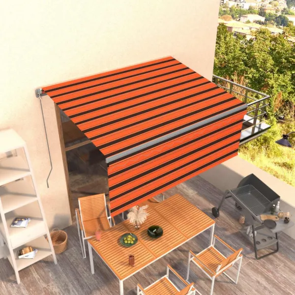 Ručne zaťahovacia markíza s roletou 400x300 cm Dekorhome Bílá / modrá