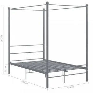 Posteľ s nebesami sivý kov Dekorhome 200 x 200 cm