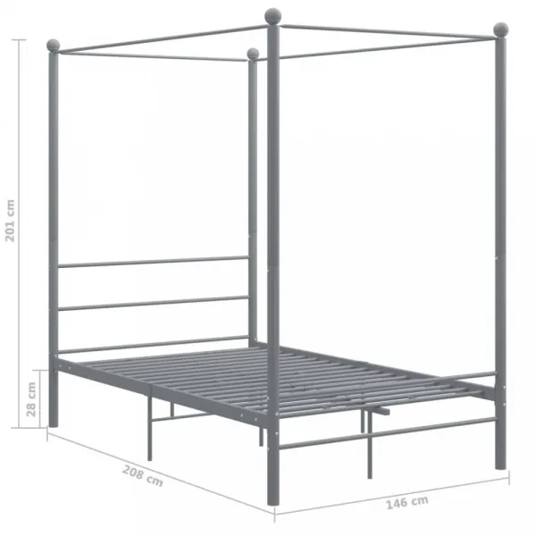 Posteľ s nebesami sivý kov Dekorhome 200 x 200 cm