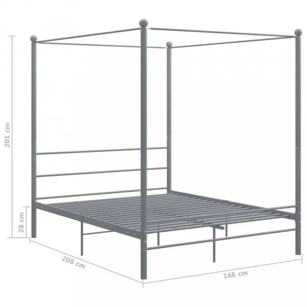 Posteľ s nebesami sivý kov Dekorhome 200 x 200 cm