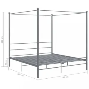 Posteľ s nebesami sivý kov Dekorhome 200 x 200 cm