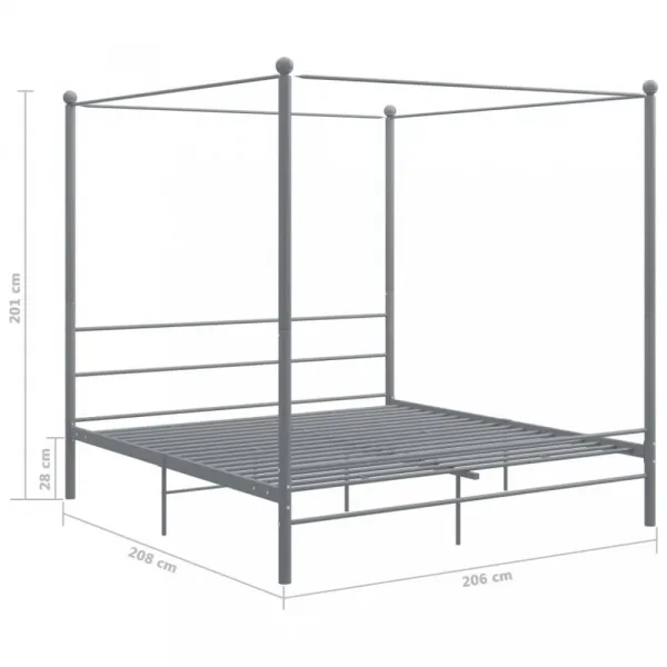 Posteľ s nebesami sivý kov Dekorhome 200 x 200 cm