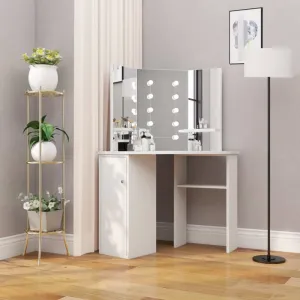 Rohový toaletný stolík s LED Dekorhome Černá