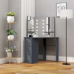 Rohový toaletný stolík s LED Dekorhome Černá