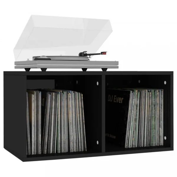 Úložný box na LP dosky drevotrieska Dekorhome Černá