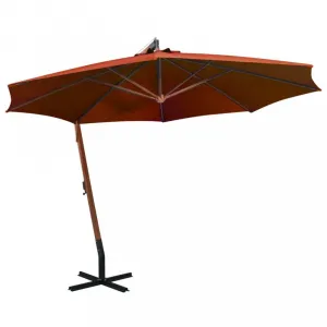 Závesný slnečník s drevenou tyčou Ø 350 cm Dekorhome Černá