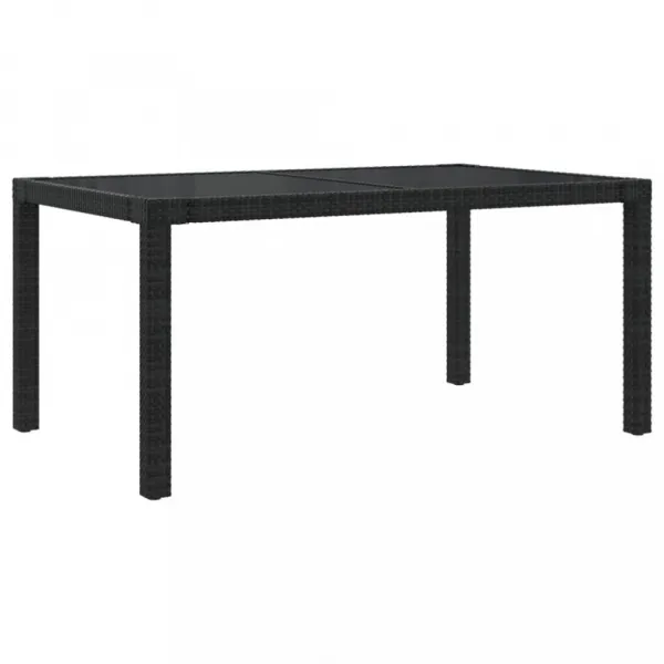 Záhradný stôl 150x90x75 cm sklo / polyratan Dekorhome Béžová / černá