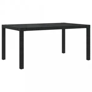 Záhradný stôl 150x90x75 cm sklo / polyratan Dekorhome Béžová / černá