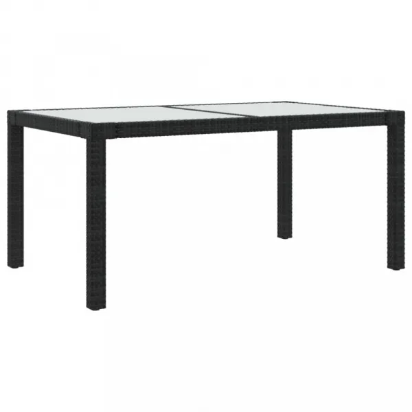 Záhradný stôl 150x90x75 cm sklo / polyratan Dekorhome Béžová / černá