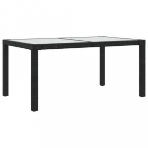 Záhradný stôl 150x90x75 cm sklo / polyratan Dekorhome Béžová / černá