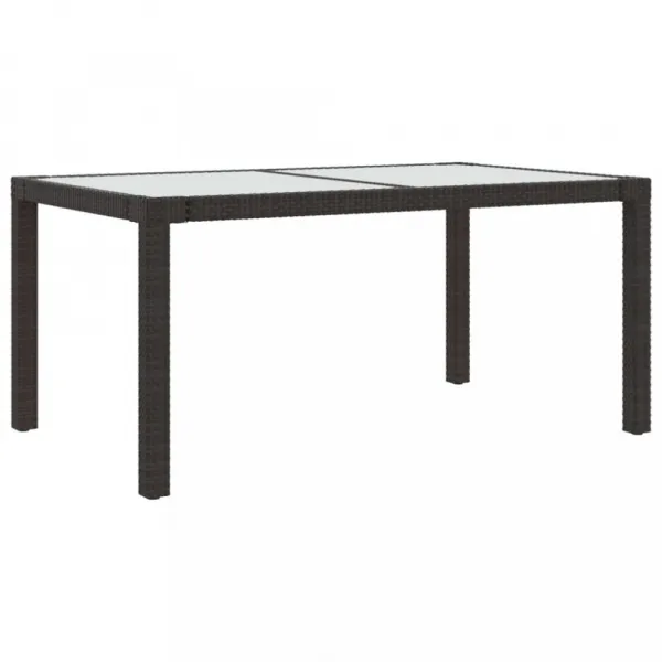 Záhradný stôl 150x90x75 cm sklo / polyratan Dekorhome Béžová / černá