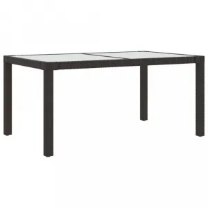 Záhradný stôl 150x90x75 cm sklo / polyratan Dekorhome Béžová / černá