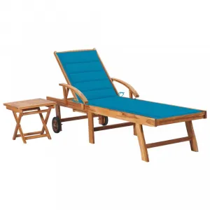 Záhradné lehátko so stolíkom teak / látka Dekorhome Černá