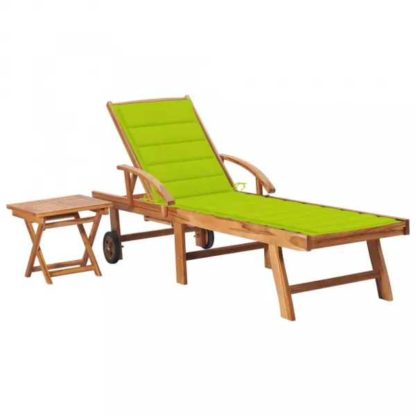 Záhradné lehátko so stolíkom teak / látka Dekorhome Černá