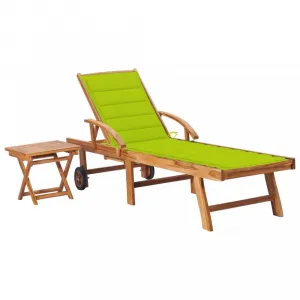 Záhradné lehátko so stolíkom teak / látka Dekorhome Černá