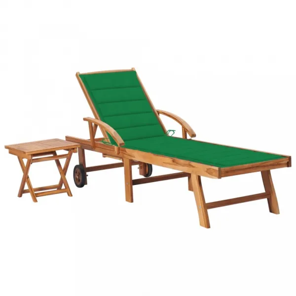 Záhradné lehátko so stolíkom teak / látka Dekorhome Černá