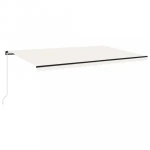 Ručne zaťahovacia markíza s LED svetlom 450x300 cm Dekorhome Bílá / modrá