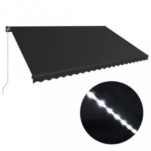 Ručne zaťahovacia markíza s LED svetlom 450x300 cm Dekorhome Bílá / modrá