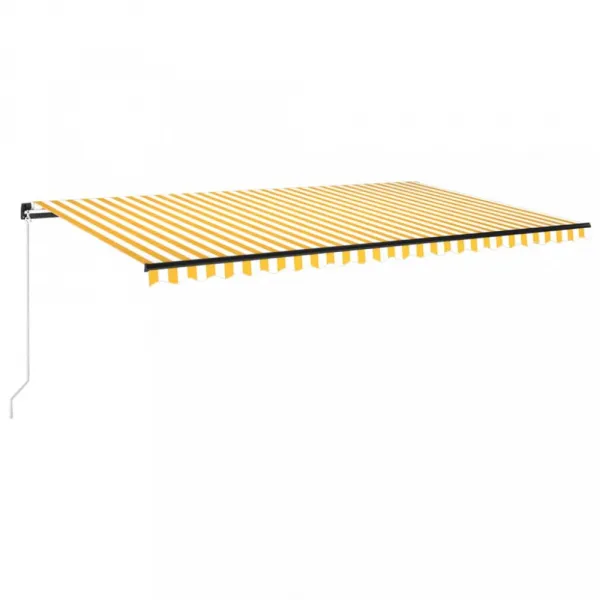 Ručne zaťahovacia markíza s LED svetlom 450x300 cm Dekorhome Bílá / modrá
