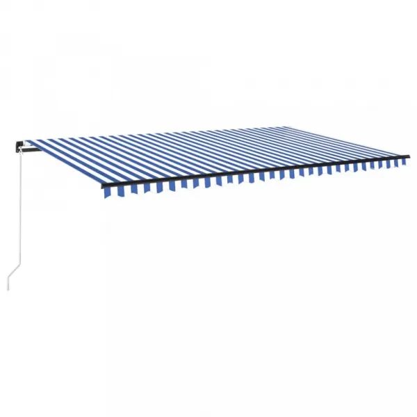 Ručne zaťahovacia markíza s LED svetlom 450x300 cm Dekorhome Bílá / modrá