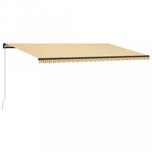 Ručne zaťahovacia markíza s LED svetlom 350x250 cm Dekorhome Bílá / modrá