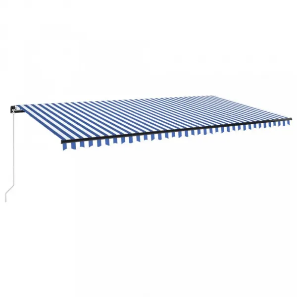 Ručne zaťahovacia markíza s LED svetlom 350x250 cm Dekorhome Bílá / modrá