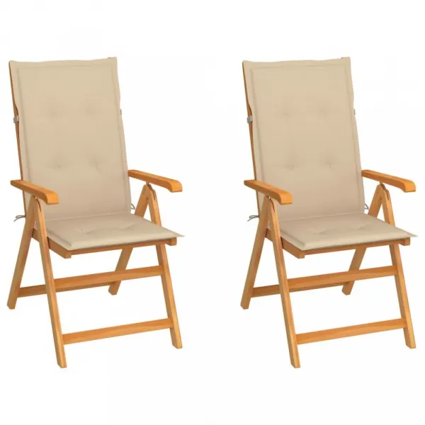 Záhradná stolička 2 ks teak / látka Dekorhome Černá