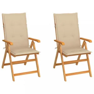 Záhradná stolička 2 ks teak / látka Dekorhome Černá