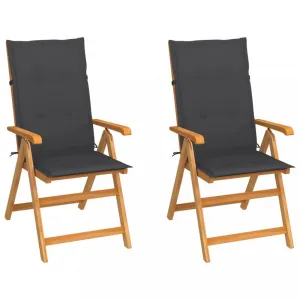 Záhradná stolička 2 ks teak / látka Dekorhome Černá