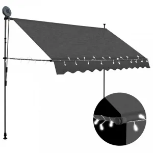 Ručne zaťahovacia markíza s LED svetlom 250x120 cm Dekorhome Bílá / modrá
