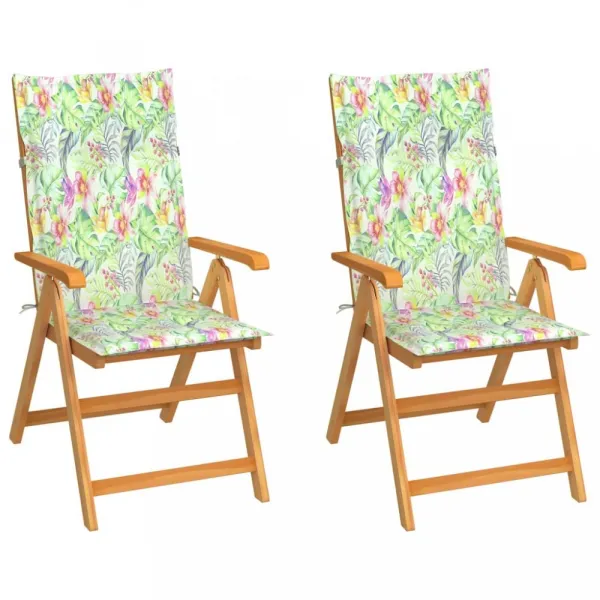 Záhradná stolička 2 ks teak / látka Dekorhome Černá