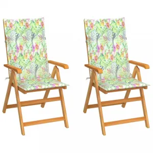 Záhradná stolička 2 ks teak / látka Dekorhome Černá