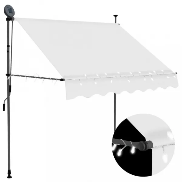 Ručne zaťahovacia markíza s LED svetlom 200x120 cm Dekorhome Bílá / modrá