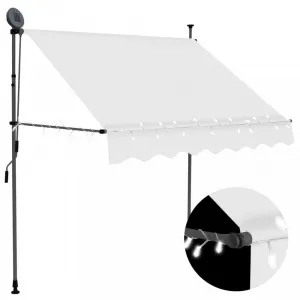Ručne zaťahovacia markíza s LED svetlom 200x120 cm Dekorhome Bílá / modrá