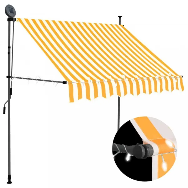 Ručne zaťahovacia markíza s LED svetlom 100x120 cm Dekorhome Bílá / modrá