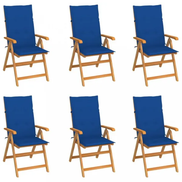 Záhradná stolička 6 ks teak / látka Dekorhome Černá