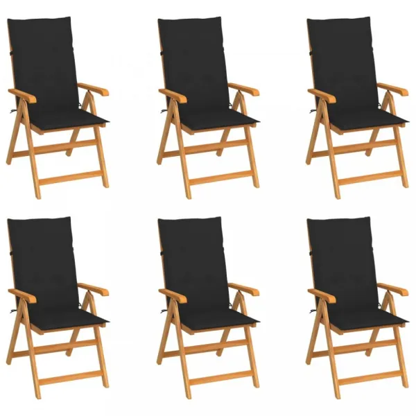 Záhradná stolička 6 ks teak / látka Dekorhome Černá