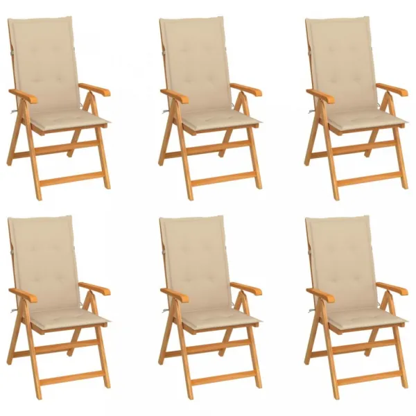 Záhradná stolička 6 ks teak / látka Dekorhome Černá