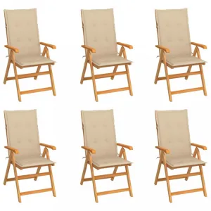 Záhradná stolička 6 ks teak / látka Dekorhome Černá