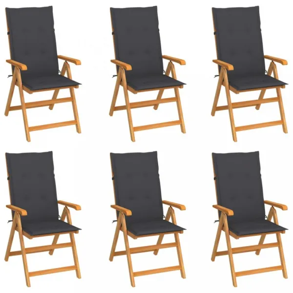 Záhradná stolička 6 ks teak / látka Dekorhome Černá