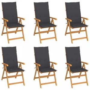 Záhradná stolička 6 ks teak / látka Dekorhome Černá