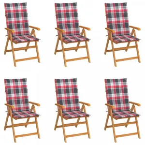 Záhradná stolička 6 ks teak / látka Dekorhome Černá