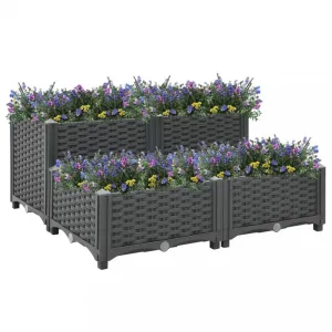 Vyvýšený záhon 80x80x38 cm PP Dekorhome Černá