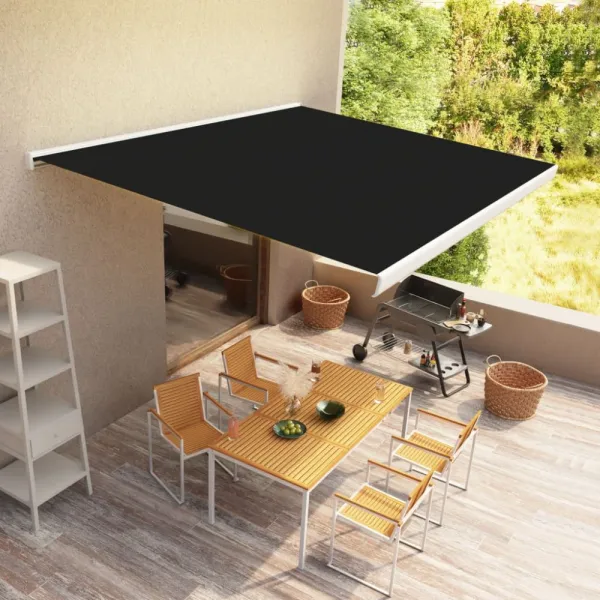 Kazetová markíza s ručným ovládaním 350x250 cm Dekorhome Bílá / modrá