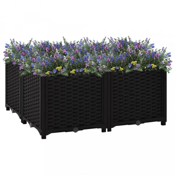 Vyvýšený záhon 80x80x38 cm PP Dekorhome Černá
