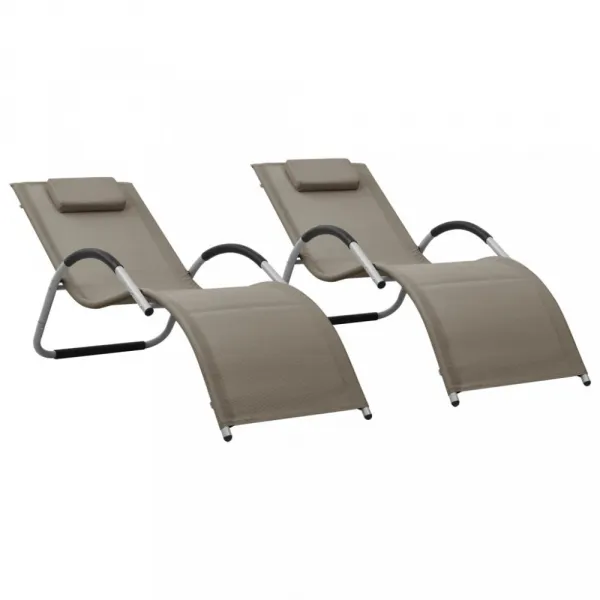Zahradní lehátko 2ks textilen / kov Dekorhome Krémová