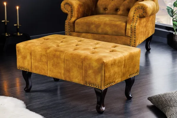 Chesterfield taburet MIDAS Dekorhome Sivá